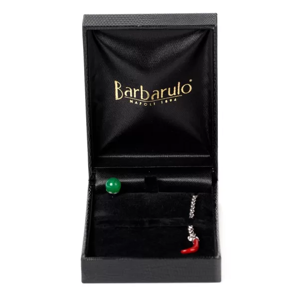Barbarulo Napoli Lapel Chain "Jade" Made Of Sterling Silver - Handcrafted