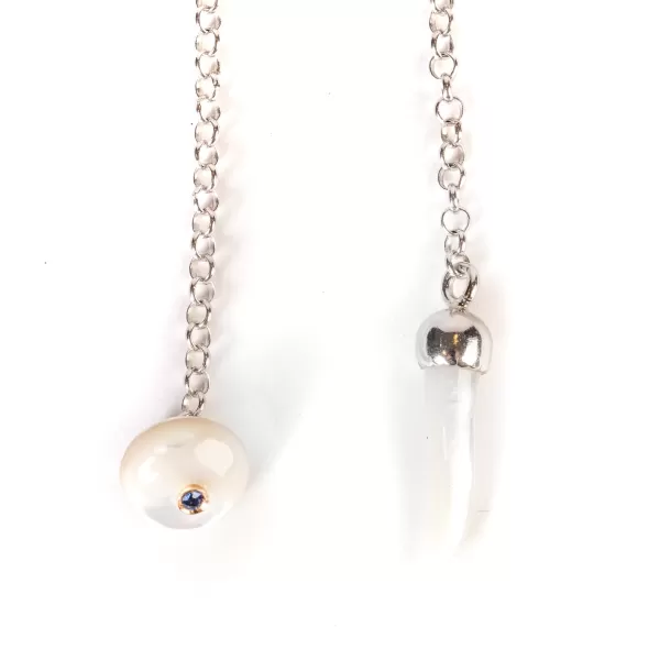 Barbarulo Napoli Lapel Chain "Mother Of Pearl" Made Of Sterling Silver - Purely Handcra