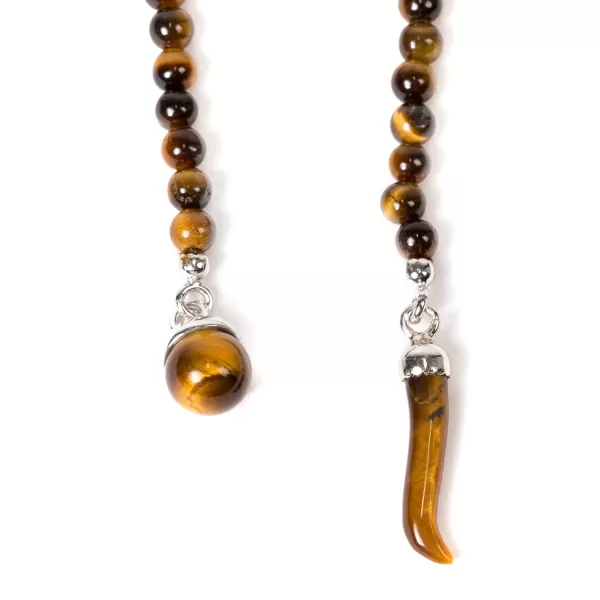 Barbarulo Napoli Lapel Chain "Tiger'S Eye Ball" Made Of Sterling Silver - Purely Handcr