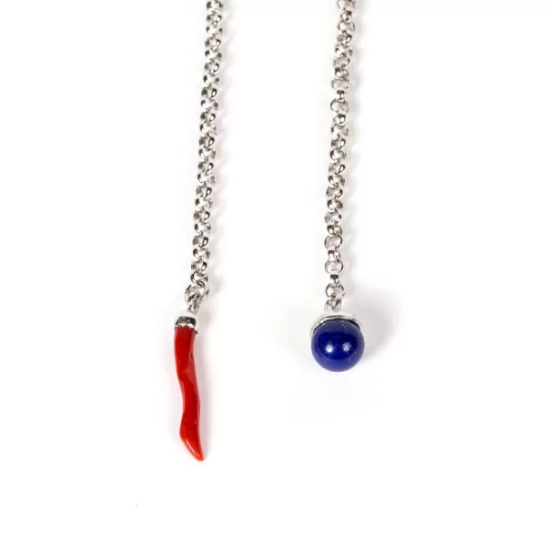 Barbarulo Napoli Lapelchain "Lapislazzuli" Made Of Sterling Silver - Purely Handcrafted