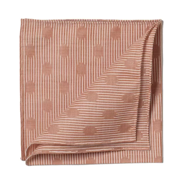 Simonnot-Godard Light Brown Patterned Cotton Pocket Square