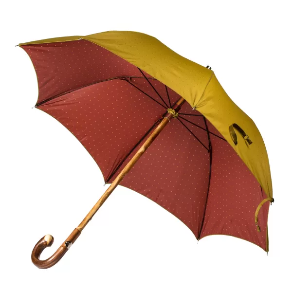 Maglia Light Green Umbrella With Light Pink Dots And Handle Made Of Chestnut Wood