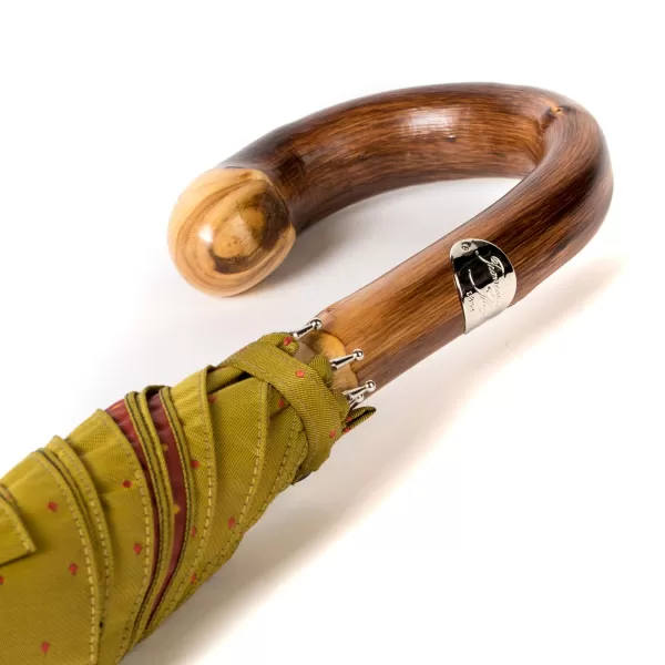 Maglia Light Green Umbrella With Light Pink Dots And Handle Made Of Chestnut Wood