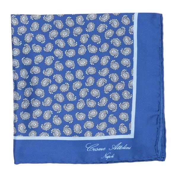 Cesare Attolini Limited Edition: Pure Silk Pocket Square "Paisley Danzante" - Handroll