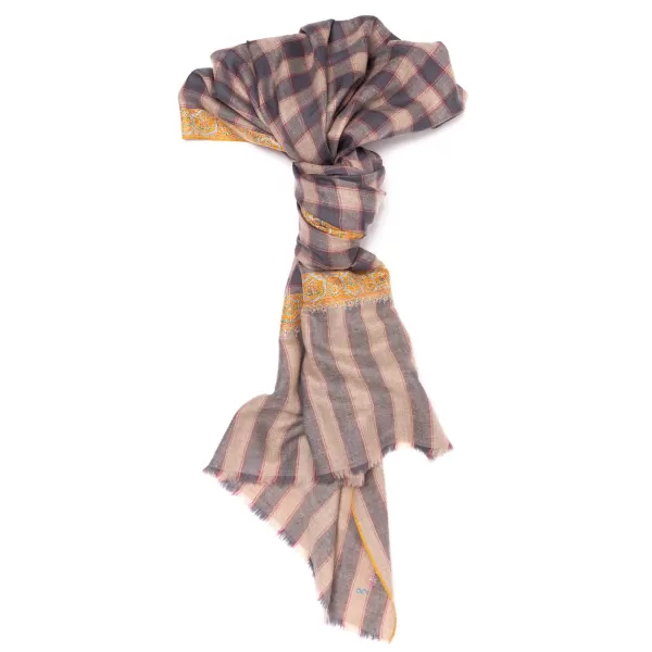 Yaser Shaw Mj Scarf "Amritsar" Made Of Finest Hand Embroidered Pashmina Cashmere
