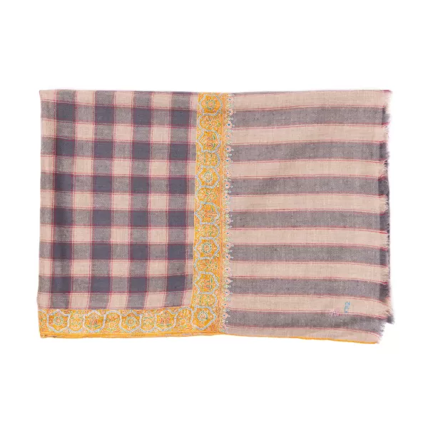 Yaser Shaw Mj Scarf "Amritsar" Made Of Finest Hand Embroidered Pashmina Cashmere