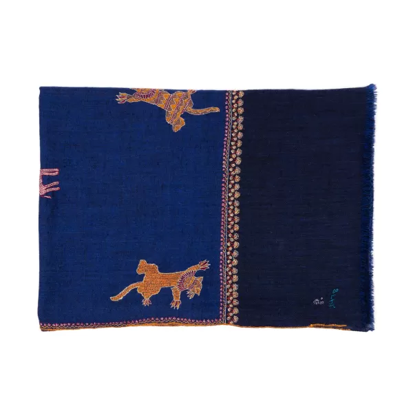 Yaser Shaw Mj Scarf "Gangtok" Made Of Finest Hand Embroidered Pashmina Cashmere -