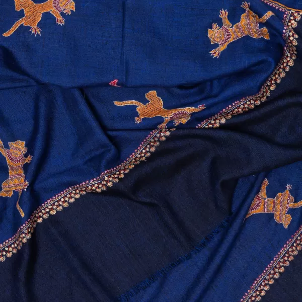 Yaser Shaw Mj Scarf "Gangtok" Made Of Finest Hand Embroidered Pashmina Cashmere -
