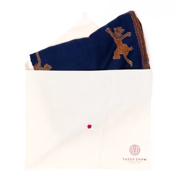 Yaser Shaw Mj Scarf "Gangtok" Made Of Finest Hand Embroidered Pashmina Cashmere -