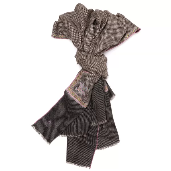 Yaser Shaw Mj Scarf "Varansi" Made Of Finest Hand Embroidered Pashmina Cashmere -