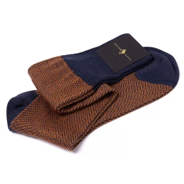 Sozzi Patterned Knee Sock "Herringbone Pattern" From Merino Wool