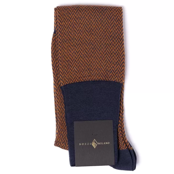 Sozzi Patterned Knee Sock "Herringbone Pattern" From Merino Wool