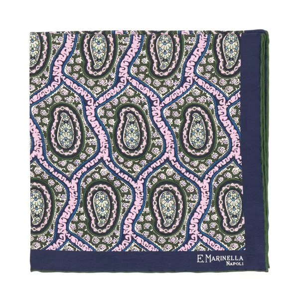 E. Marinella Patterned Pochette In Pure English Silk - Handrolled