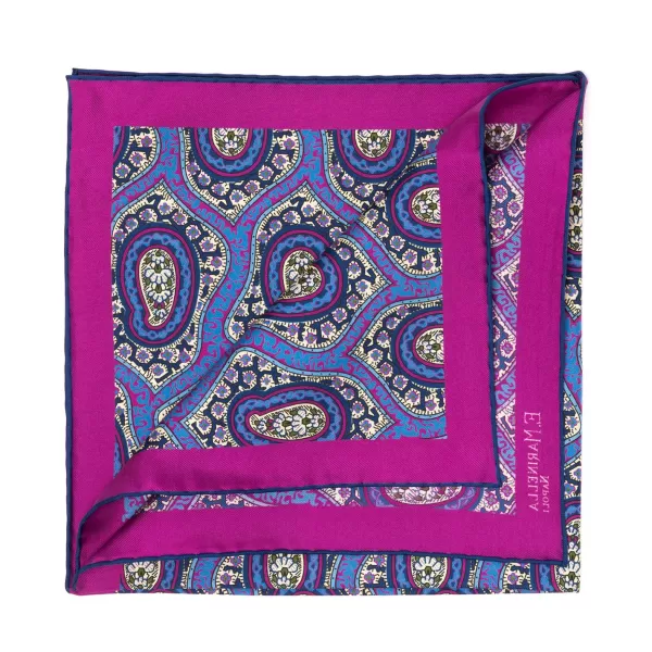 E. Marinella Patterned Pochette In Pure English Silk - Handrolled
