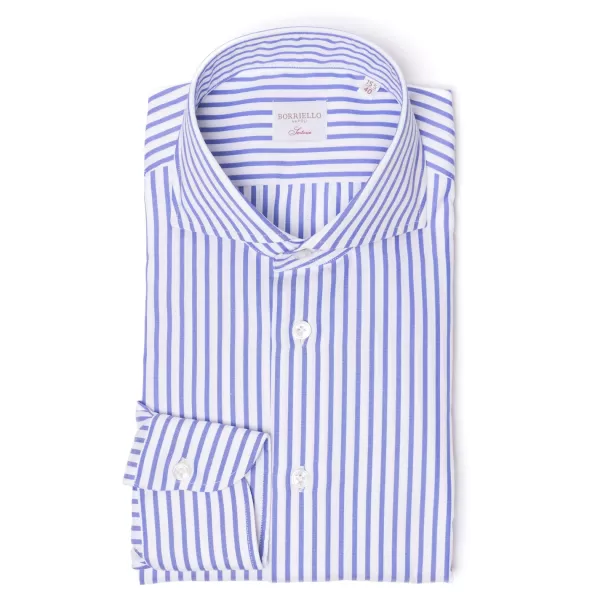 Borriello Pure Cotton Striped Shirt "Jermyn Stripe" - Handmade