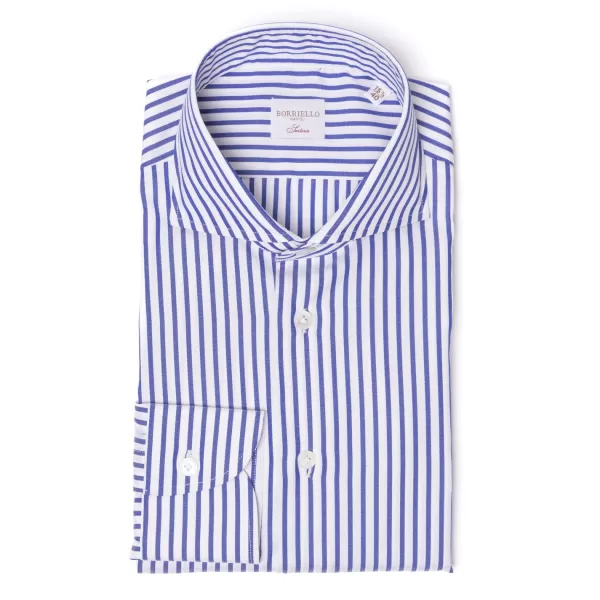 Borriello Pure Cotton Striped Shirt "Jermyn Stripe" - Handmade
