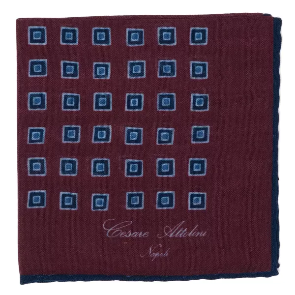 Cesare Attolini Pure Wool Pocket Square "Medaglioni Incornicato