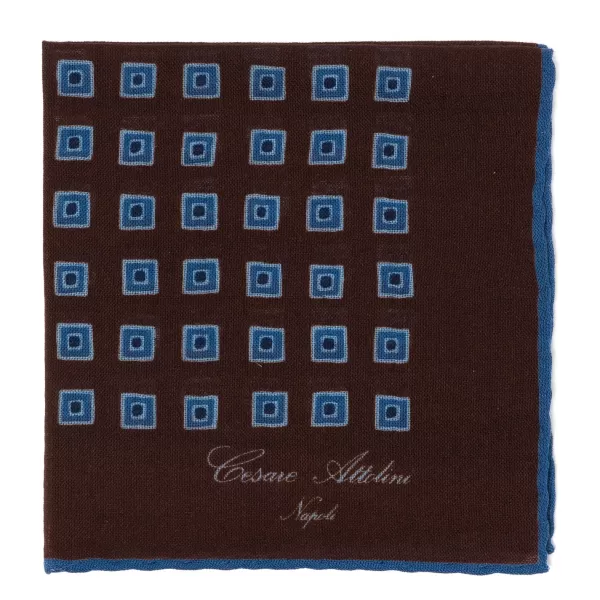 Cesare Attolini Pure Wool Pocket Square "Medaglioni Incornicato