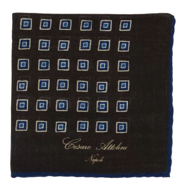 Cesare Attolini Pure Wool Pocket Square "Medaglioni Incornicato