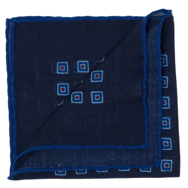 Cesare Attolini Pure Wool Pocket Square "Medaglioni Incornicato