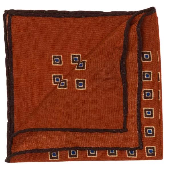 Cesare Attolini Pure Wool Pocket Square "Medaglioni Incornicato