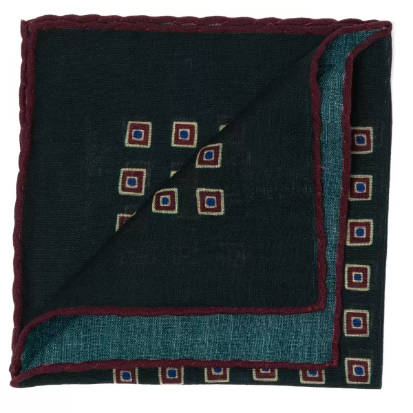 Cesare Attolini Pure Wool Pocket Square "Medaglioni Incornicato