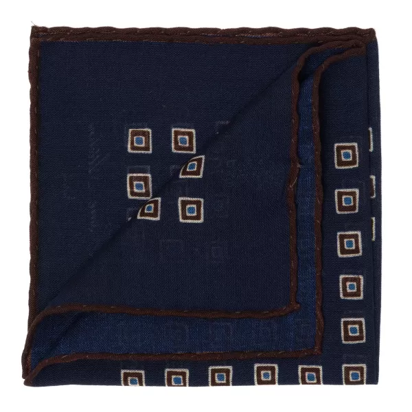 Cesare Attolini Pure Wool Pocket Square "Medaglioni Incornicato