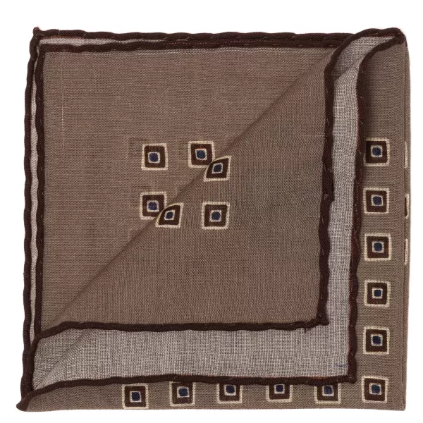 Cesare Attolini Pure Wool Pocket Square "Medaglioni Incornicato