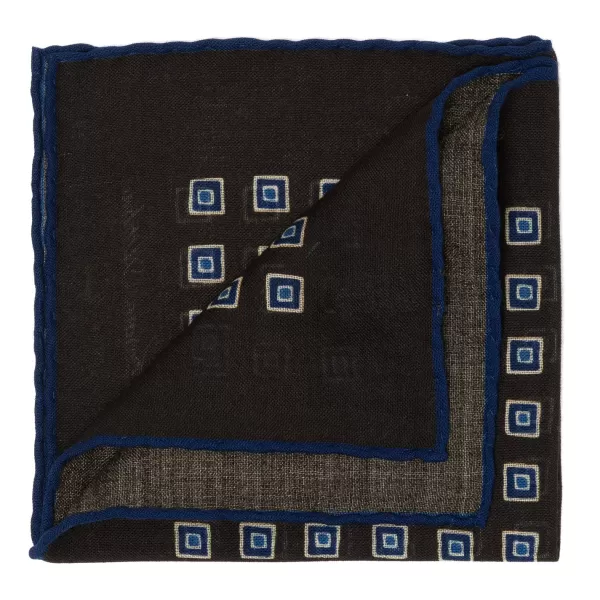 Cesare Attolini Pure Wool Pocket Square "Medaglioni Incornicato