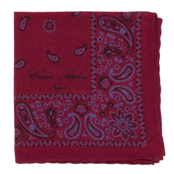 Cesare Attolini Pure Wool Pocket Square "Reni E Paisley