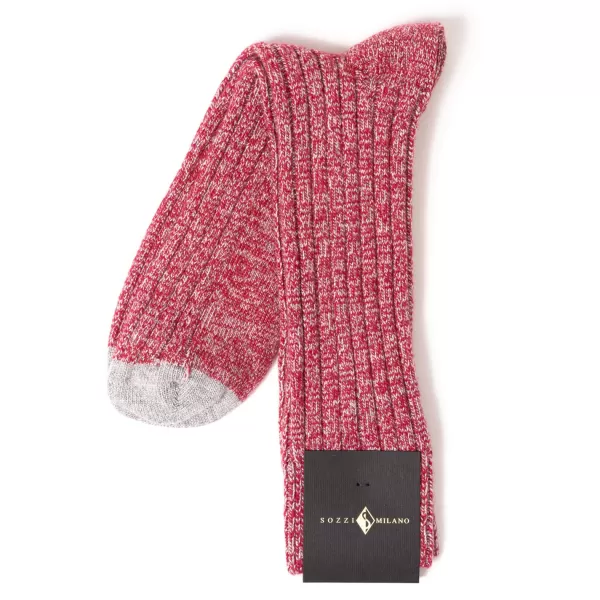 Sozzi Red Melange Stocking "Sporting" In A Cashmere Blend.