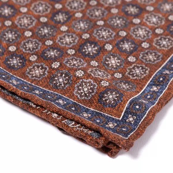 Manifatture Rosi Rosi Collection X Mj: Pocket Square "Medallion Double Print" In Pure S