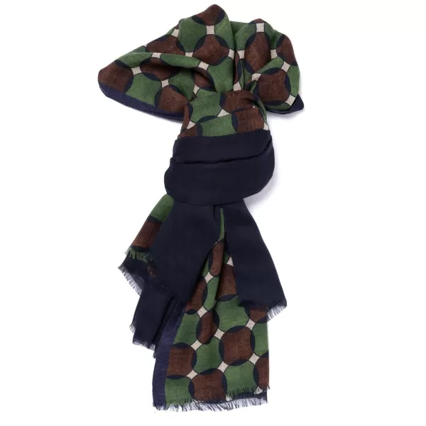 Manifatture Rosi Rosi Collection X Mj: Tubular Scarf "Crossed Circles" In Modal And Cas