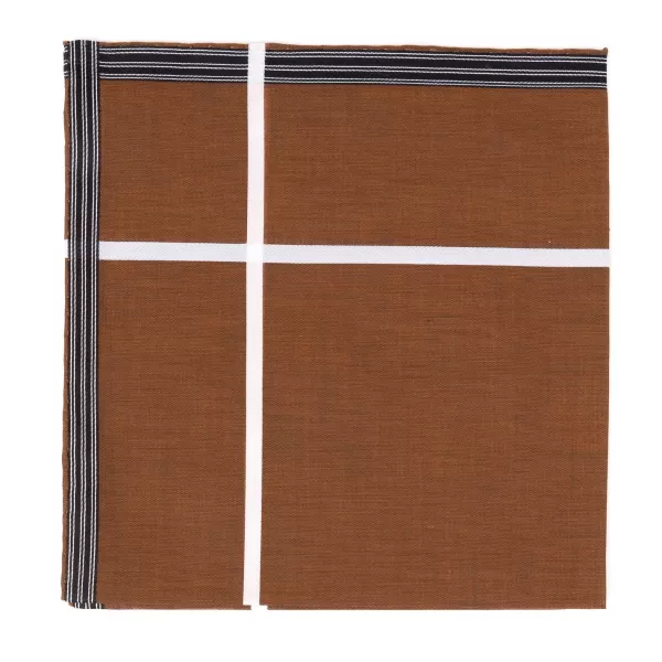 Simonnot-Godard Rust Brown Handkerchief "Socotra" Made Of Fine Cotton - Hand-Rolled