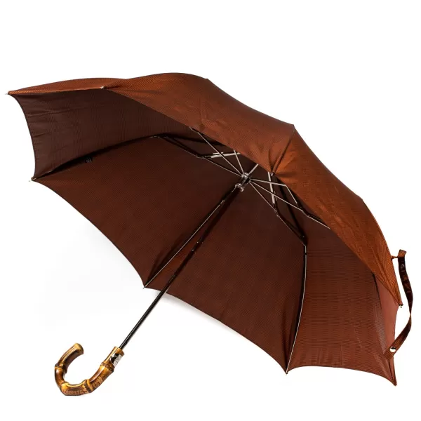 Maglia Rust-Brown Telescopic Umbrella "Prince De Galles" With Bamboo Handle