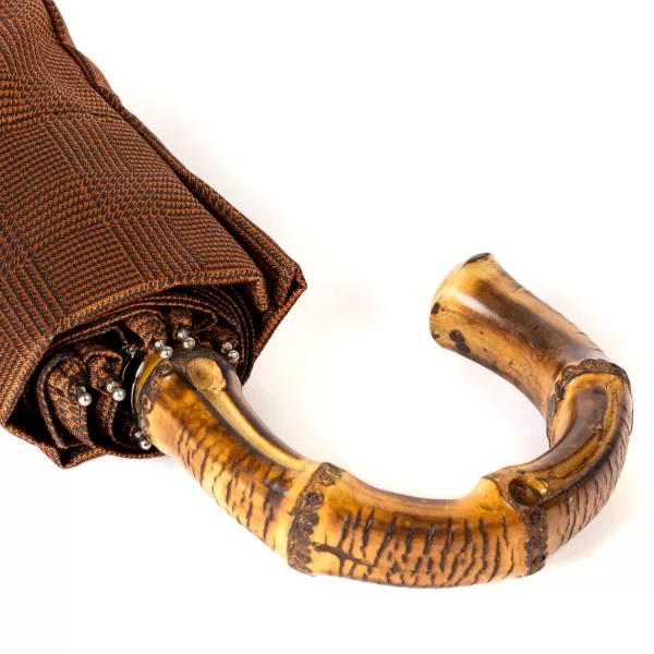 Maglia Rust-Brown Telescopic Umbrella "Prince De Galles" With Bamboo Handle