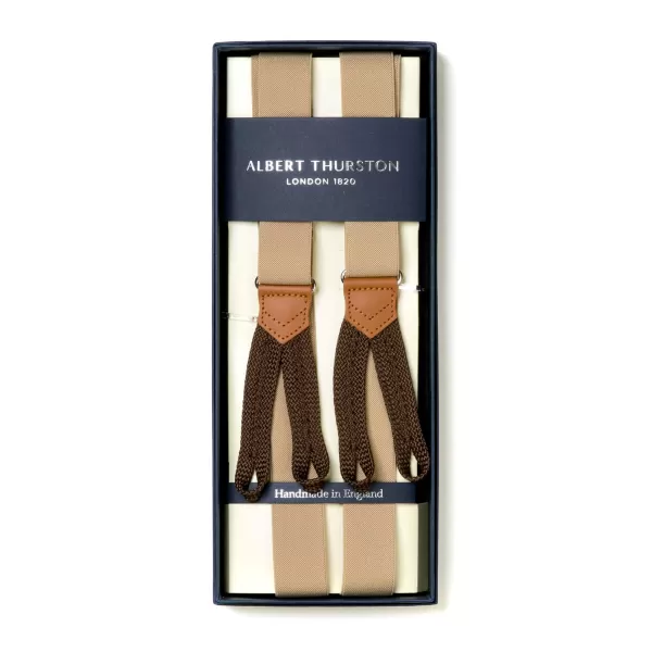 Albert Thurston Sand-Colored Elastic Suspenders To Button