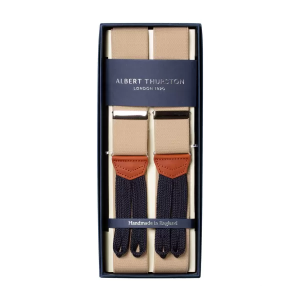 Albert Thurston Sand-Colored Elastic Suspenders To Button