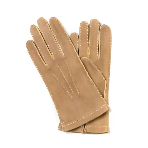 Thomas Riemer Wien Sand-Colored Gloves "Offizier" Made Of Deerskin