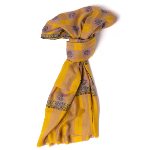 Yaser Shaw Scarf "Gorakhpur" Made Of Finest Hand Embroidered Pashmina Cashmere -
