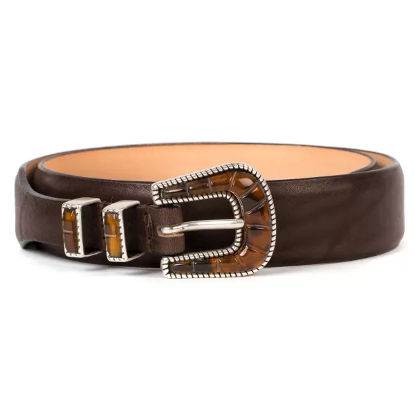 Silver Ostrich X Mj: Western-Gurtel "Colorado" Aus Dunkelbraunem Kalbs