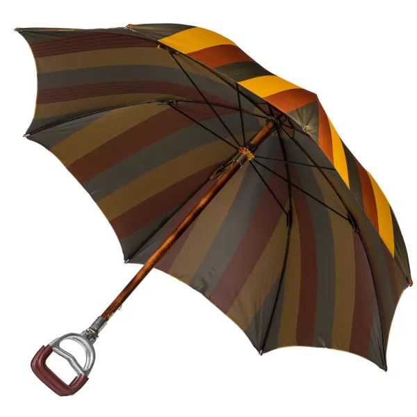 Maglia Sit-Down Umbrella Made Of Massive Wood And Fabric With Multicolored Stripes