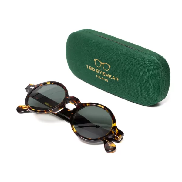TBD EYEWEAR Sonnenbrille "Oxford Dark Havana" Mit Grunen Glasern - Handarbeit