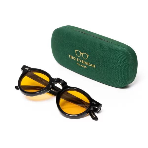 TBD EYEWEAR Sonnenbrille "Welt Black" Mit Safrangelben Glasern - Handarbeit