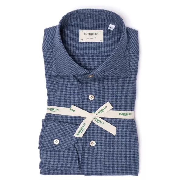 Borriello Sport Shirt "Houndstooth" In Soft Cotton Flannel - Linea Passion