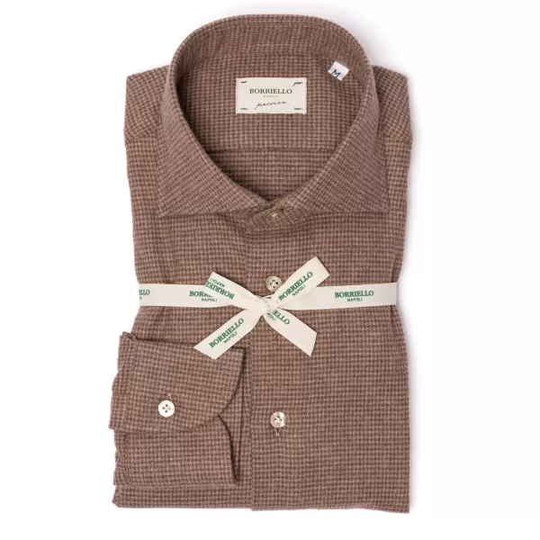 Borriello Sport Shirt "Houndstooth" In Soft Cotton Flannel - Linea Passion