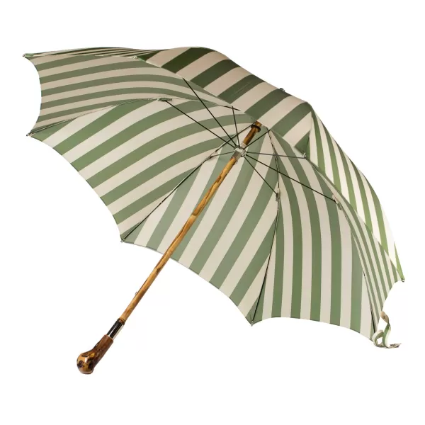 Maglia Striped Beach Umbrella "Picknick" With Chestnut Handle