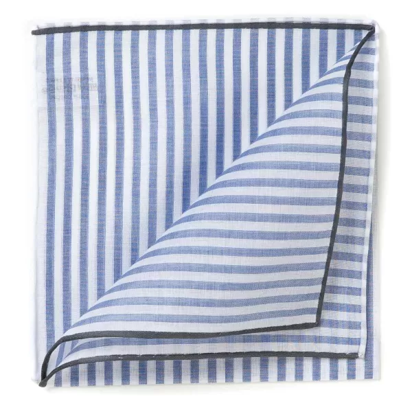Simonnot-Godard Striped Pocket Square "Buren Ii" Made Of Finest Cotton