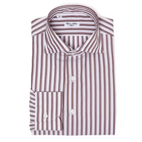 Cesare Attolini Striped Shirt "Multipla Righe" In Fine Cotton Twill From Carlo Riva -