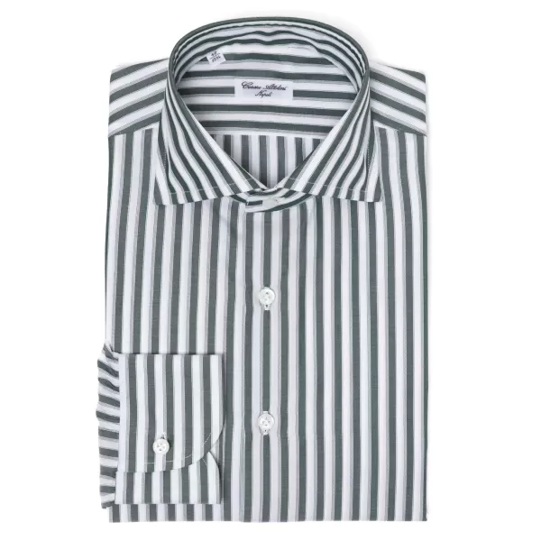 Cesare Attolini Striped Shirt "Multipla Righe" In Fine Cotton Twill From Carlo Riva -
